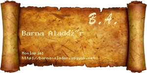 Barna Aladár névjegykártya